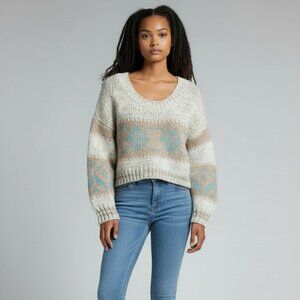 FREE PEOPLE FAIR ISLE CROPPED SWEATER